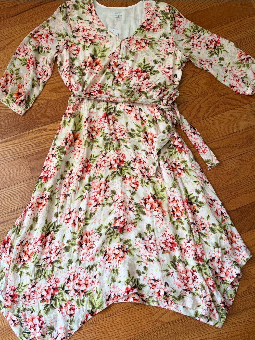 NWT J. Jill Pebble Hydrangea Floral Tie Waist Midi Dress MP Cottagecore Wedding